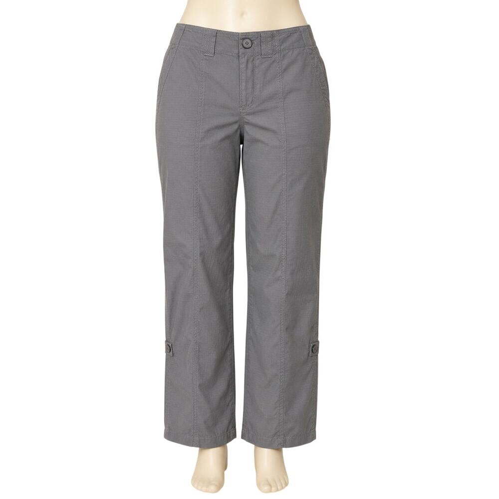 Kate Hill KH Essentials Pants‎ Womens 12 Gray Cotton Utility Cargo Straight NWT